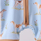 Blue puppy print bamboo romper