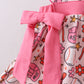 Pink baseball print ruffle shorts set