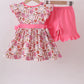 Pink baseball print ruffle shorts set