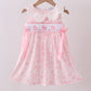 Pink bunny smocked lace collar dress
