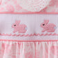 Pink bunny smocked lace collar dress