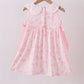 Pink bunny smocked lace collar dress