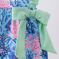 Blue marine creature print ruffle bubble