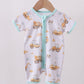 Yellow engineering vehicle bamboo romper
