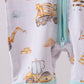Yellow engineering vehicle bamboo romper
