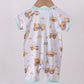 Yellow engineering vehicle bamboo romper