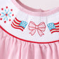 Pink fireworks flag smocked jacquard scalloped ruffle shorts set