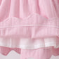 Pink fireworks flag smocked jacquard scalloped ruffle shorts set