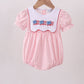 Pink flag embroidery gingham bubble