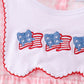 Pink flag embroidery gingham bubble