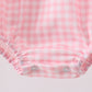 Pink flag embroidery gingham bubble