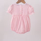 Pink flag embroidery gingham bubble