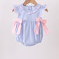 Blue Stripe Bow Ruffle Bubble