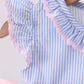 Blue Stripe Bow Ruffle Bubble