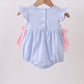 Blue Stripe Bow Ruffle Bubble
