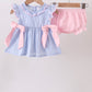 Blue Stripe Bow Bloomer Set