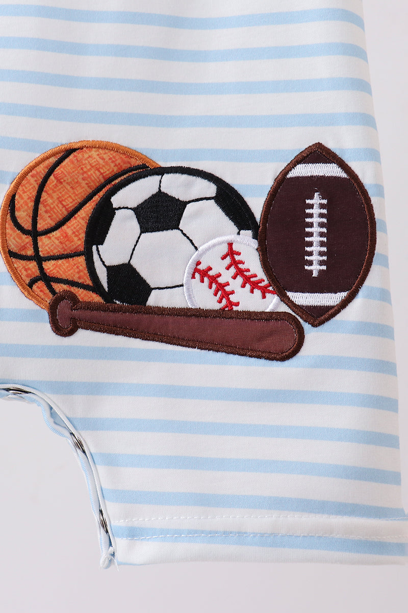 Blue Sports Ball Stripe Applique Knit Jon