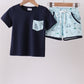 Navy golf print shorts set