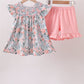 Pink Floral Smocked Knit Set
