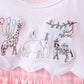 Pink Gingham Animal Embroidered Knit Set