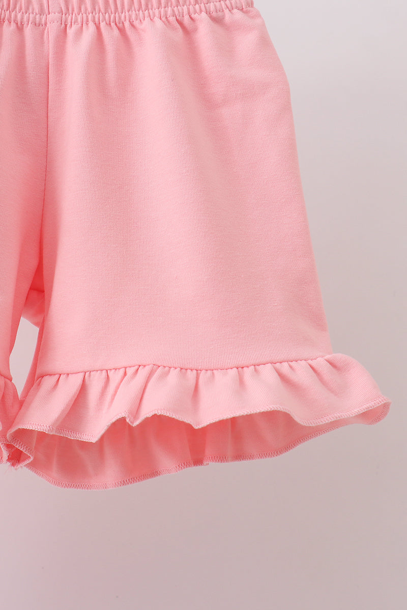 Pink Gingham Animal Embroidered Knit Set