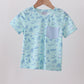 Blue beach print pocket top