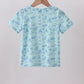 Blue beach print pocket top