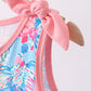 Pink tropical floral print ruffle bow bloomer set