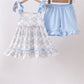 Blue Floral Knit Ruffle Set