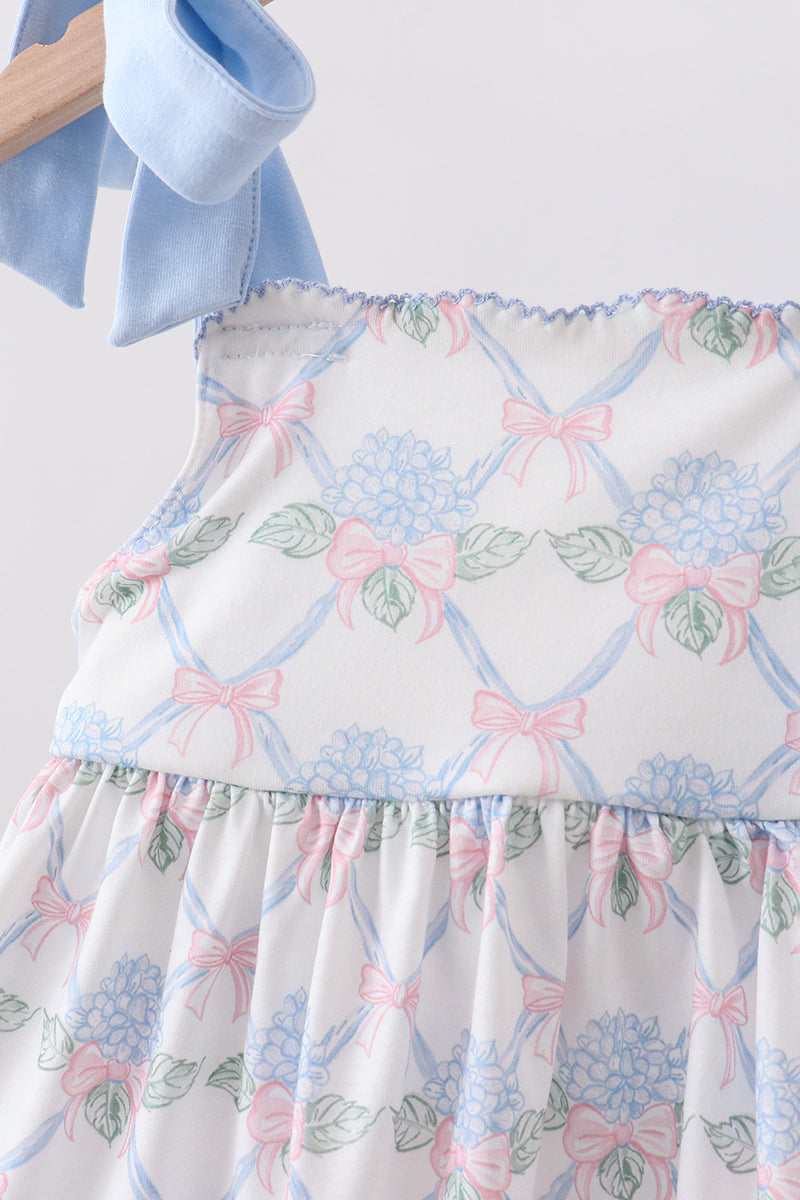 Blue Floral Knit Ruffle Set