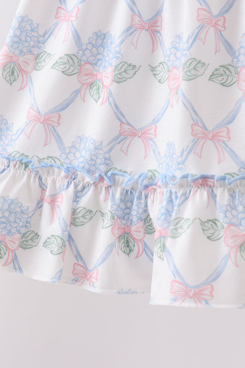 Blue Floral Knit Ruffle Set
