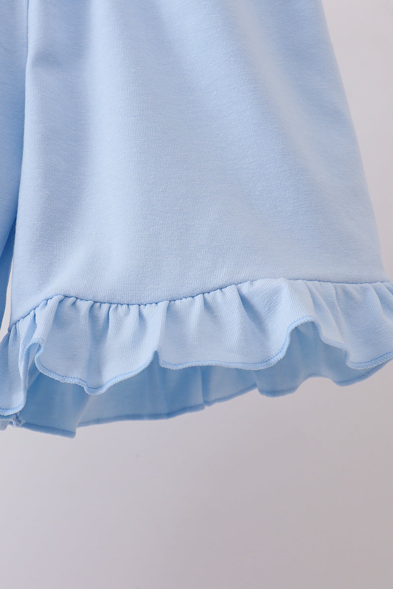 Blue Floral Knit Ruffle Set