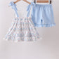 Blue Floral Knit Ruffle Set