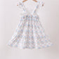 Blue Floral Knit Ruffle Dress