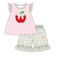 Pink Apple Bow Applique Set