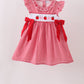 Red Apple Bow Smocked Gingham Dress