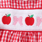 Red Apple Bow Smocked Gingham Dress