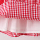 Red Apple Bow Smocked Gingham Dress