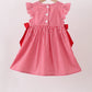 Red Apple Bow Smocked Gingham Dress