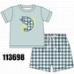 Green Fish Applique Shorts Set