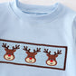 Blue deer smocked boy bubble