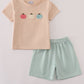 Beige french knot shorts set