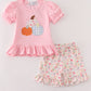 Pink pumpkin applique girl set