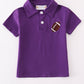 Purple football embroidery button down shirt