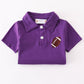 Purple football embroidery button down shirt