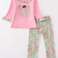 Pink pumpkin applique girl set