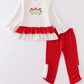 Red christmas tree applique girl set