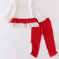 Red christmas tree applique girl set