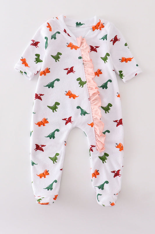 Dinosaur print baby girl sleepsuit