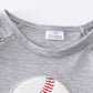 Grey baseball applique ruffle girl set